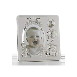 Its A Girl Satin Silver Baby Photo Frame