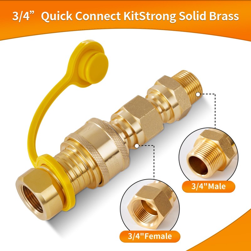 3/4'' Natural Gas Quick Connect Fittings - 4 PCS Solid