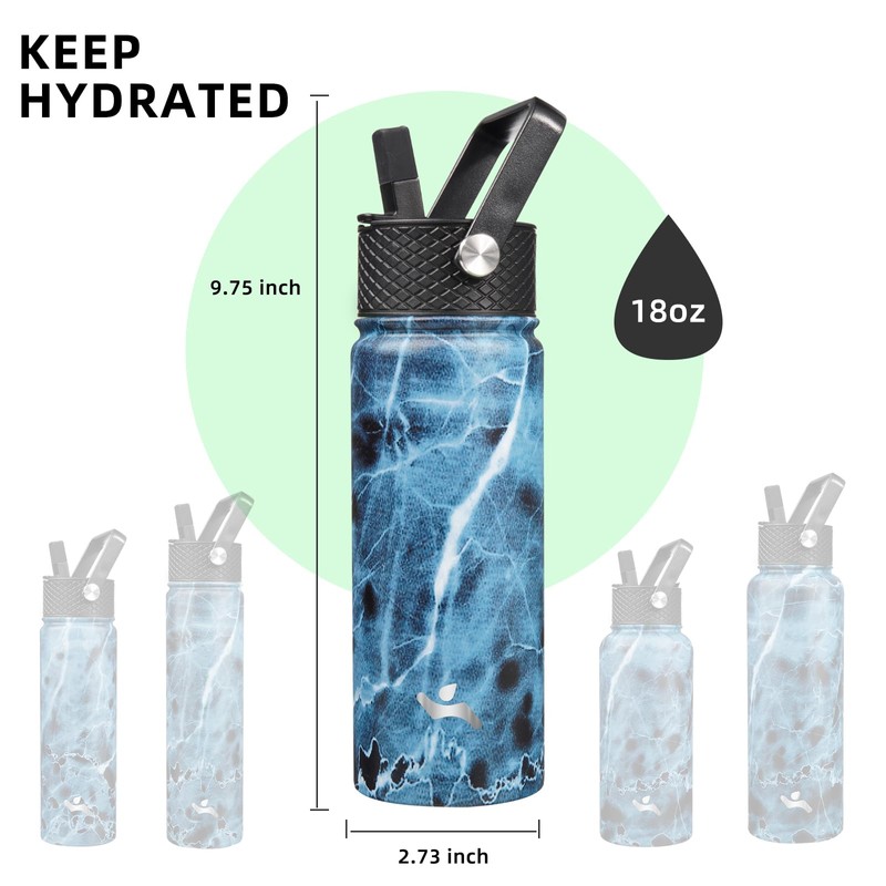 Konokyo 18 oz Insulated Water Bottle Stainless Steel Sport Bottles