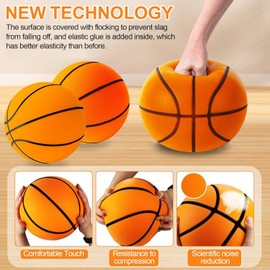 HUALEI-V Silent Basketball Size 7 Upgrade Dribble Dream Silent Basket Ball,Dribbling Indoor Soft No Noise Foam Basketball 24cm Indoor Training Ball for Kids.