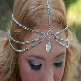 Zoestar Wedding Headband, Silver Crystal Headpiece, Bridal Headband, Boho Water Drops, Hair Accessories for Women and Girls