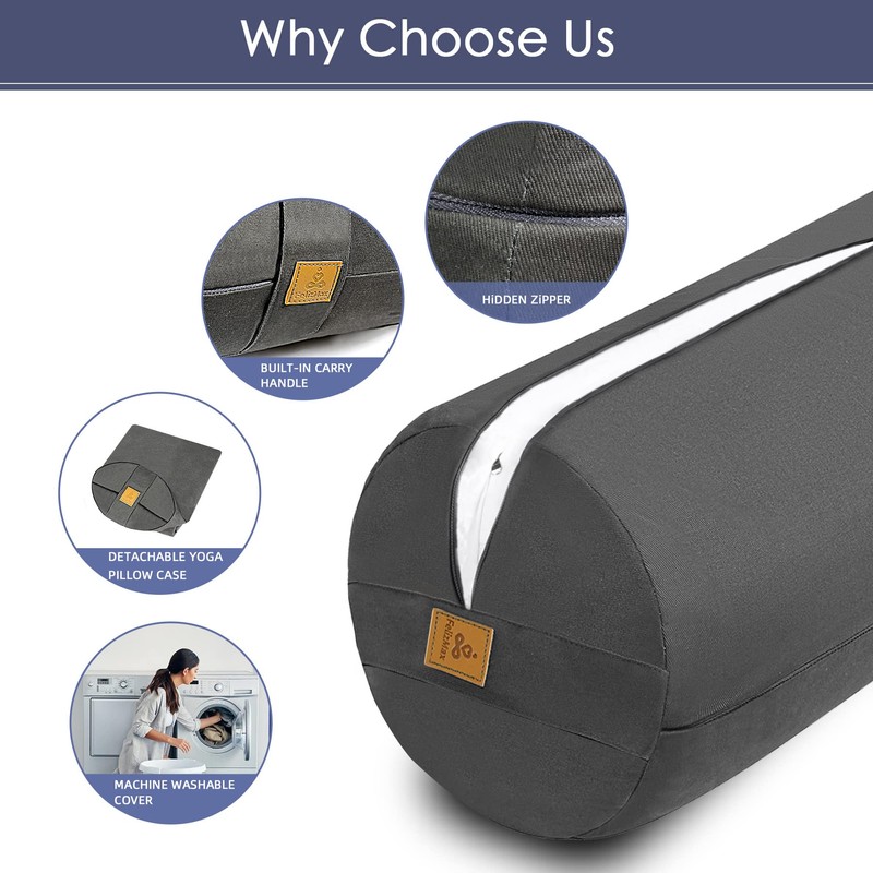 Organic Buckwheat Bolster(24X9 in) (Red)