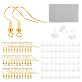 30 Pairs 925 Sterling Silver Hypoallergenic Earring Hooks with Stoppers for Jewelry Making Supplies (Gold/Silver)