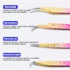 Kit 4pzs Pinzas Para Pestañas Version Oro Rosa Mink Volumen