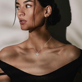 waitrose Moissanite Heart Necklace for Women Birthday Gifts for Wife S925 Sterling Silver Jewelry for Christmas Anniversary Valentine Birthday Gift for Her Girlfriend Mom-S