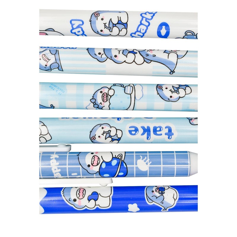 Maydahui Cute Shark Retractable Ballpoint Pen, Set of 12, 0.5mm,