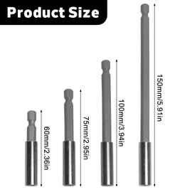 Bithalter Magnetisch, Bithalter Lang, Bit Verlängerung, Magnetische Bit Verlängerung 60mm 75mm 100mm 150mm, Schnellwechsel Bithalter Bit Halterung Magnetisch für Schraubendreher Bohrer