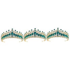 Beavorty 3pcs fairy bridal tiara Green baroque tiara bridal hairband princess tiara headband rhinestone tiara birthday tiara bridal hair accessories Bride Crown wedding crystal bridesmaid