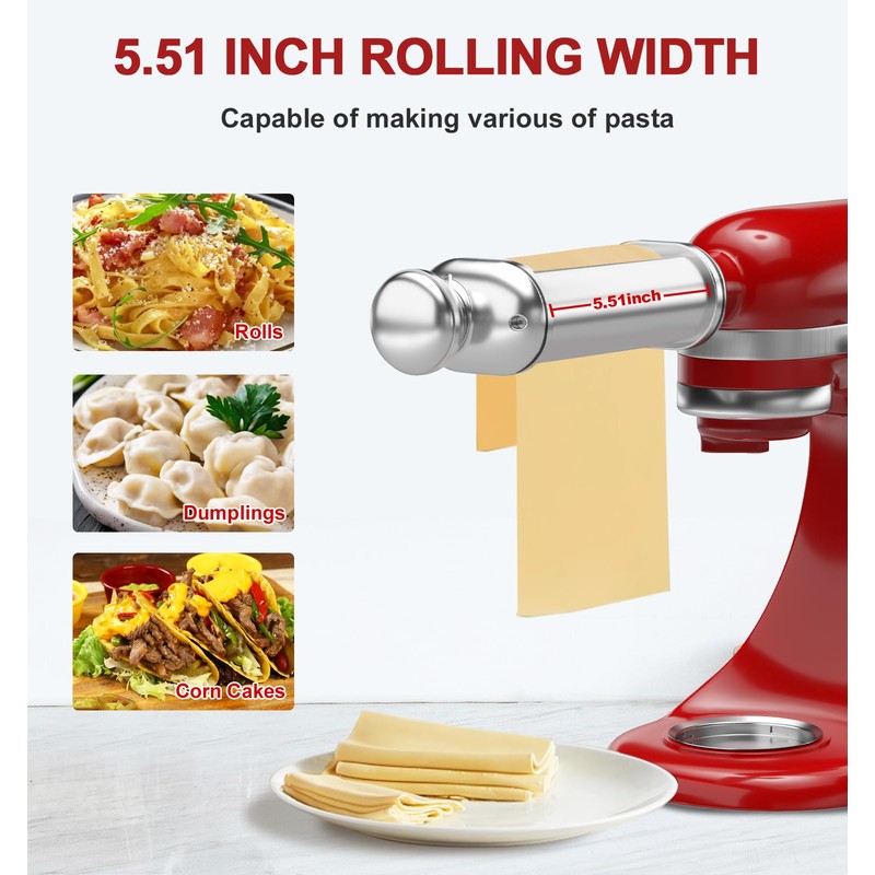 Pasta Roller for Kitchenaid Stand Mixer, Stainless Steel pasta roller