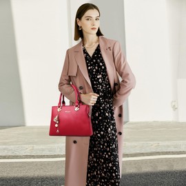 DEEVORCA Classic Women's Handbags Elegant Handbag with Fashion Hanging Bells Shoulder Bag for Casual Business Travel Shopper Daily Holiday PU Leather Shoulder Bag Women's Tote Bag, Red (red A)