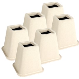 DEDU Bed Risers 6 Inch Heavy Duty 6 Pack, Furniture Risers for Sofas Oversized, Couch Risers with Non-Slip Pad Supports Up to 2200 Lbs for Bed, Desk, Chair (Beige)