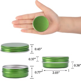 1 oz / 30ml Screw Top Aluminum Tin Jar with Screw Lid and Blank Labels (Green - Pack of 32)