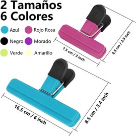 12 Piezas Clips para Bolsas de Alimentos, SHUUDAUKO Clip Grandes para Bolsas de Patatas Fritas, Clips Mejorados para Bolsa Abiertas y Anchas para Almacenamiento de Alimentos con Agarre Hermético