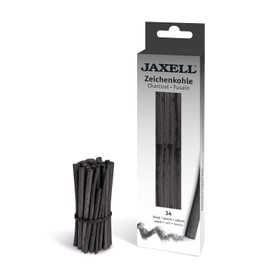 JAXELL 48239 Drawing Charcoal Assortment in Artist Quality, Soft Hardness, 34 Drawing Coals in Half Length Approx. 7.5 cm, 28 x Diameter 3 - 5 mm, 6 x Diameter 5 - 8 mm, Black