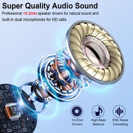 Kopfhörer Kabellos Bluetooth 5.4, Bluetooth Kopfhörer In Ear 2025 Kabellose Kopfhörer mit ENC Noise Cancelling Mic, USB-C Wireless Earbuds 30Std Tiefer Bass Ohrhörer, IP7 Wasserdicht/LED-Anzeige