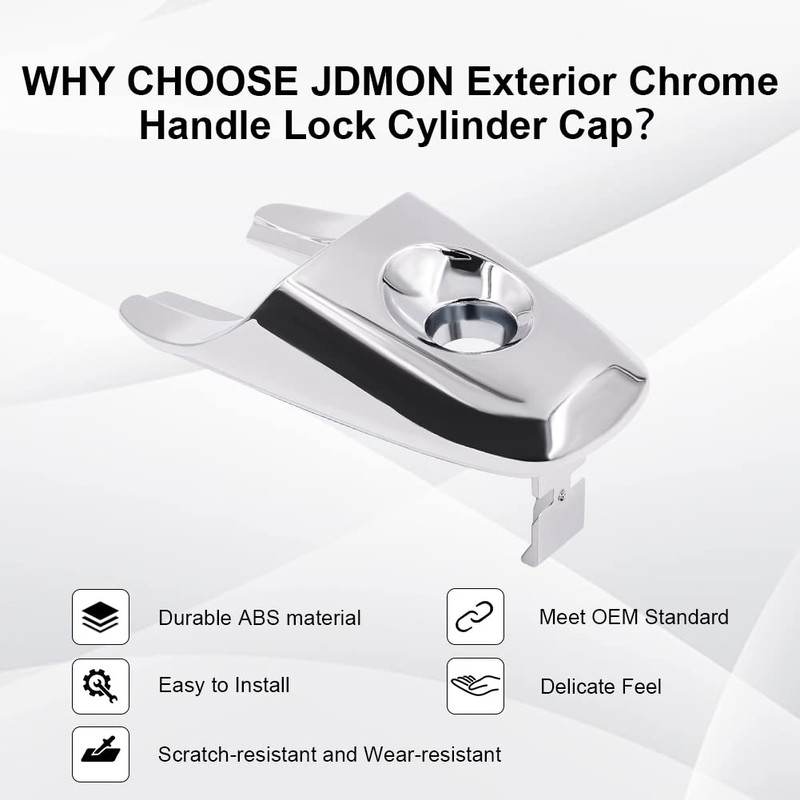 JDMON Front Driver Chrome Exterior Door Handle Lock Cylinder Cap