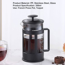 350ml Press French Cafeter Glass Glass Acero inoxidable Café Vistra Press francés Tetera de almendras, leche de anacardo, infusiones de frutas