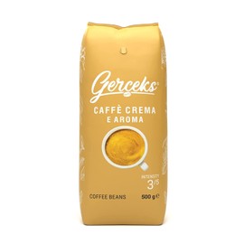 GERCEKS Caffe Crema E Aroma Coffee Beans 500 g, Barista Coffee Chocolaty and Low Acid, Espresso Beans Strong, Bean Coffee with Arabica and Robusta, Fine Crema, Ideal for Latte Coffee, 1 x 500 g Pack