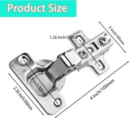 2 pcs Cabinet Cabinet Door Hinges,Recessed Hinge Soft Close Cupboard Wardrobe Doors Hinges Band Screw Full Coverage (Big Bend - Inner Hide)