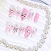 24Pcs Pink Press on Nails Long Almond Fake Nails Heart