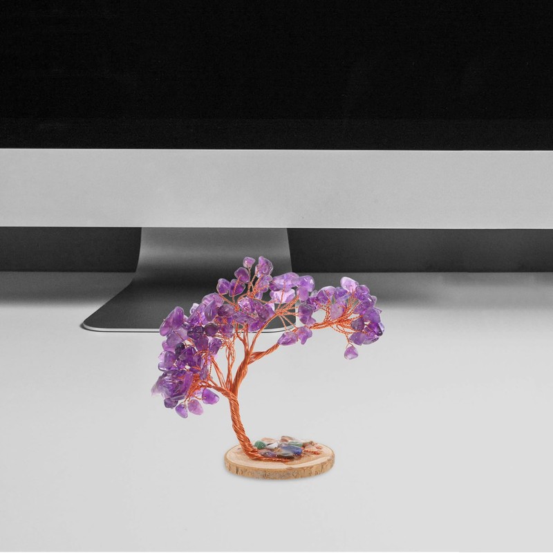 NOLITOY Realistic Amethyst Crystals Tree Natural Gemstone for Home Decor