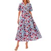 BTFBM Women Summer Floral Midi Dresses Casual Boho Puff Short