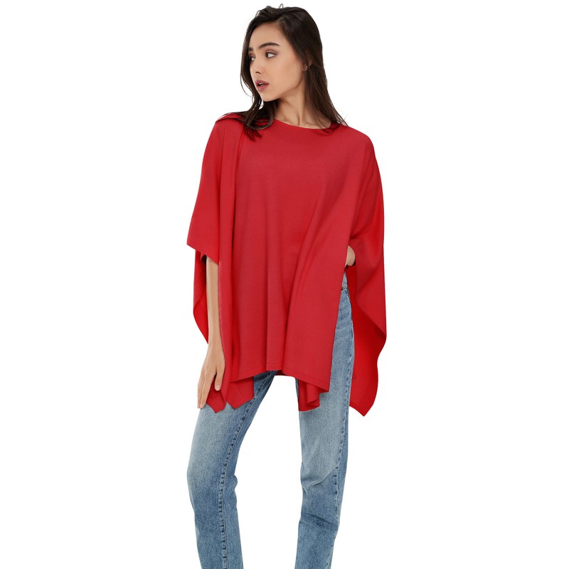 PULI Women's Pullover Poncho Elegant Viscose Knitted Loose Fitting Poncho