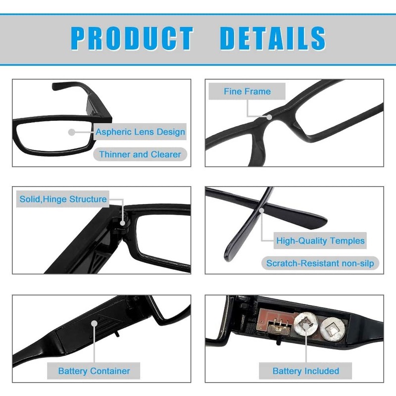 VS EYEWEAR 4 Pcs Reading Glasses Led Lighted Readers in
