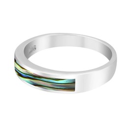 AeraVida Rectangular Signet Abalone Shell Inlay .925 Sterling Silver Ring (8)