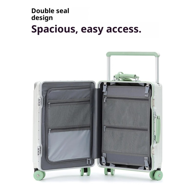 2025 Latest Aluminum Frame Luggage Full PC Suitcase Wide-trolley Carry