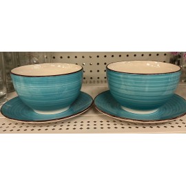 Royal Norfolk Lot 2 New Royal Norfolk  Blue Soup Cereal Bowl Whit Plates