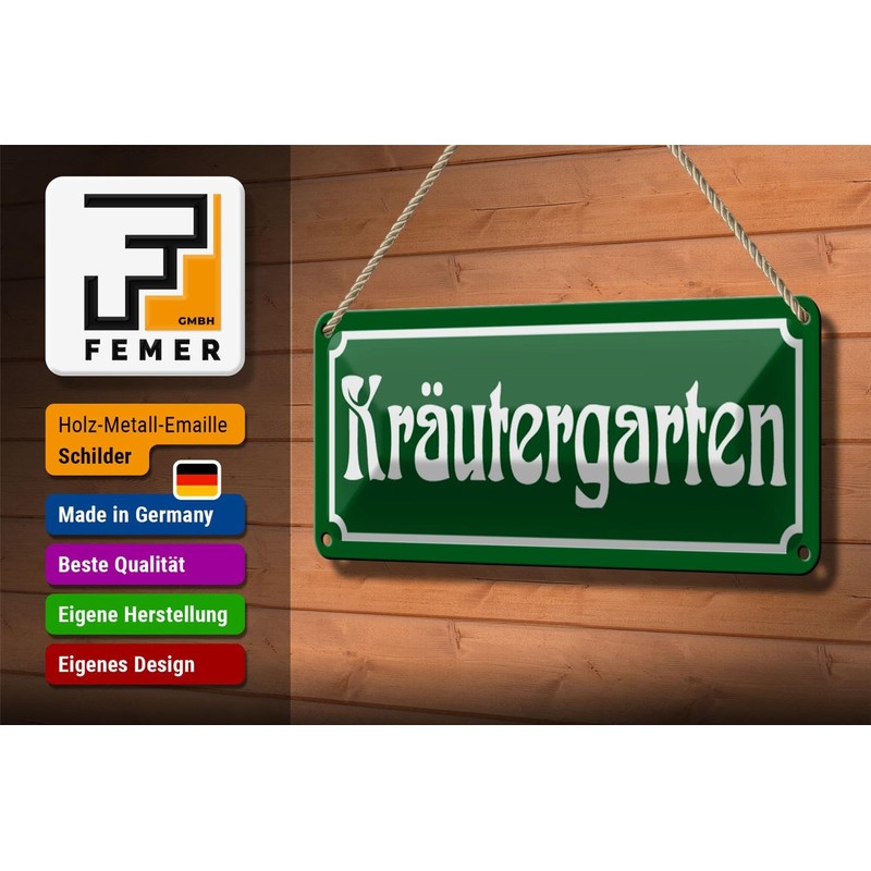FEMER Tin Sign Herb Garden 27 x 10 cm Dill