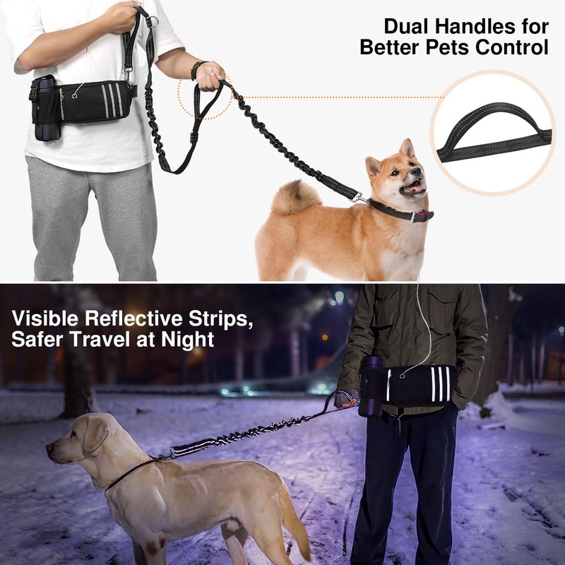 Pawaboo Hands Free Dog Leash with Waist Bag, Dog Leash