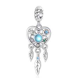 YUMINN Dream Catcher Series Charms for 925 Sterling Silver for Women Bracelets & Necklaces Dangle Pendant for Christmas Valentine's Day Mother's Day Jewellery Gifts for Women, Sterling Silver, Cubic