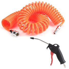 Pleavit Air Hose Spiral Inner Diameter 0.2 inch (5 mm), Outer Diameter 0.3 inch (8 mm), One-Touch Coupler, Fittings, PU Urethane (Inner Diameter 0.2 x Outer Diameter 0.3 inches (5 mm) x Outer Diameter