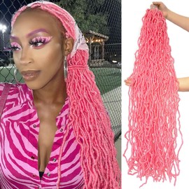 36 Inch 7 Packs Soft Locs Crochet Hair Color Pink Whole Strand No Extended Long New Faux Locs Pre-looped Super Lightweight Synthetic Hair Braids For Black Women (36inch, 7packs, Pink)
