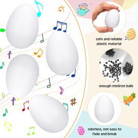Seenelling 12 Pcs White Plastic Egg Shakers Percussion Musical Maracas Percussion Instruments White Easter Eggs with 8 Color Markers for Design, Gift for Kids Toys Music Learning DIY Painting
