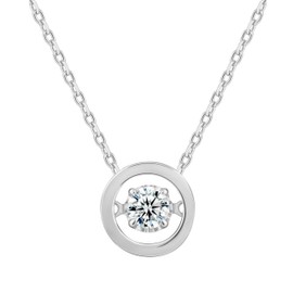 18K White Gold Plated Silver Necklace With 0.30 Carat Total Weight Lab Grown Diamond (E-F Color, Round Brilliant Shape, VS Clarity) Necklace For Women, Gift For Her Jewelry For Women