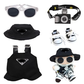 EOAMGO Doll Clothes Set Compatible with 17cm Vinyl Plush Toy Dolls, Stylish Outfits Doll Accessories, Birthday Holiday Present for Girls Kids (No Doll) (Black)