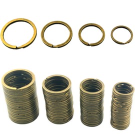 Maydahui Flat Key Ring Double Ring Keychain, Round Ring, Set of 40, Antique Gold, Double Ring, Key Chain Ring, Key Holder Parts(Outer Diameter: 0.8 inch (20 mm), 1.0 inch (25 mm), 1.2 inch (30 mm),