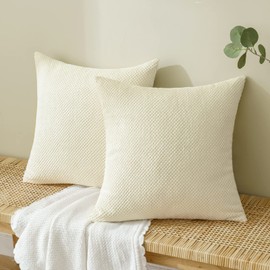 EMEMA Corduroy Granule Cushion Covers Decorative Throw Pillow Covers Square Soft Pellets Solid Pillowcase for Sofa Bedroom 20x20 Inch 2 Pieces Beige