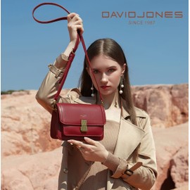 David Jones - Damen Kleine Umhängetasche - Frau Elegante Schultertasche PU Leder - Handtasche Crossbody Bag Tasche mit Klappe Drehkreuz - Handy Party Trendy Mode Clutch Abdentasche - Schwarz