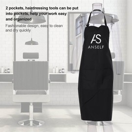 Goovii Black Hairdresser Apron Professional Salon Hairdressing Cutting Barber Cape Adjustable with Pockets