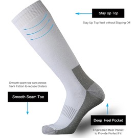 SoxDaddy 3 Pairs Warm Thick Knee High Socks for Men, Cotton Tall Cushioned Long Socks for Hiking,Work,Winter,Gifts (US13-15, White)