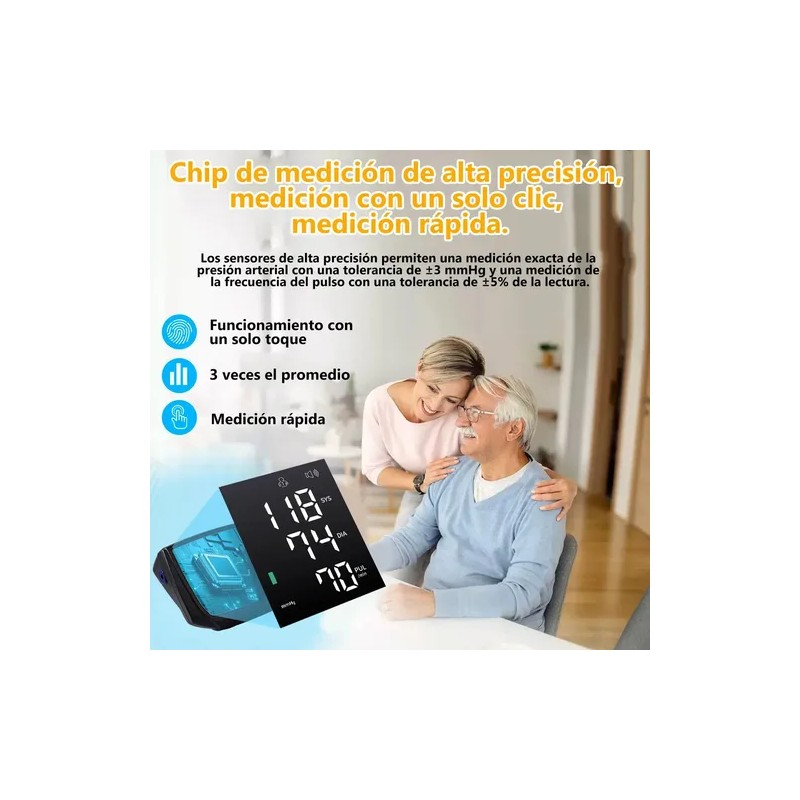 Tensiómetro Digital Con Usb, En Español, Color Negro Brazo Negro