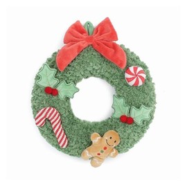 MON AMI Festive Christmas Wreath – 10x10”, Green Wreath for Party Decoration, Gingerbread Wreath