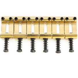 Musiclily Ultra 11.2mm Hardened Steel Vintage Bent Saddles for Strat Style Electric Guitar Bridge, Gold (Set of 6)