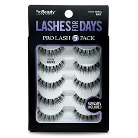 ProBeauty Essentials Faux Mink False Eyelashes (Petite Wispies) - Easy to Apply, Gives Lashes Soft, Wispie Look | Noticeably Fuller Looking Lashes | Adhesive Included | Cruelty Free (5 Pair - Black)