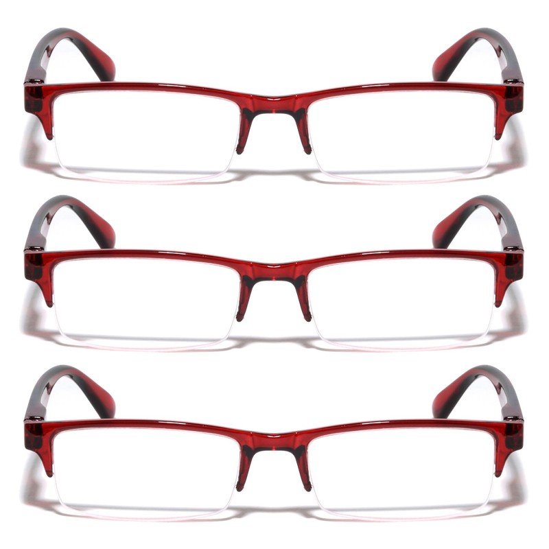 V.W.E. 3 Pairs Rectangular Half Rim Reading Glasses - Simple