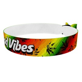 Good Vibes Stoffarmband - Wasserfestes Trippy Armband - Handmade Freundschaftsarmband - Trendy Weed Geschenkidee - Farbenfrohes Unisex Modeaccessoire - Armband für gute Laune